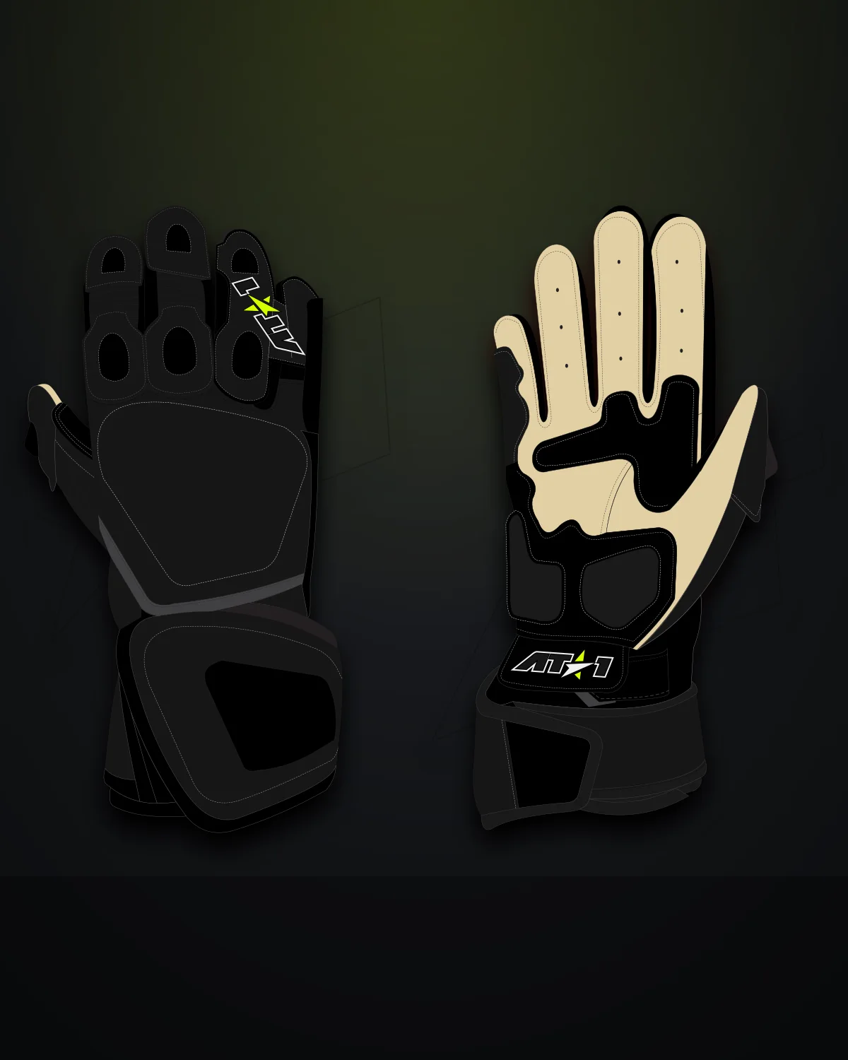 Neon Volt Gloves motorcycle racing gloves — Pair — dorsal and palm