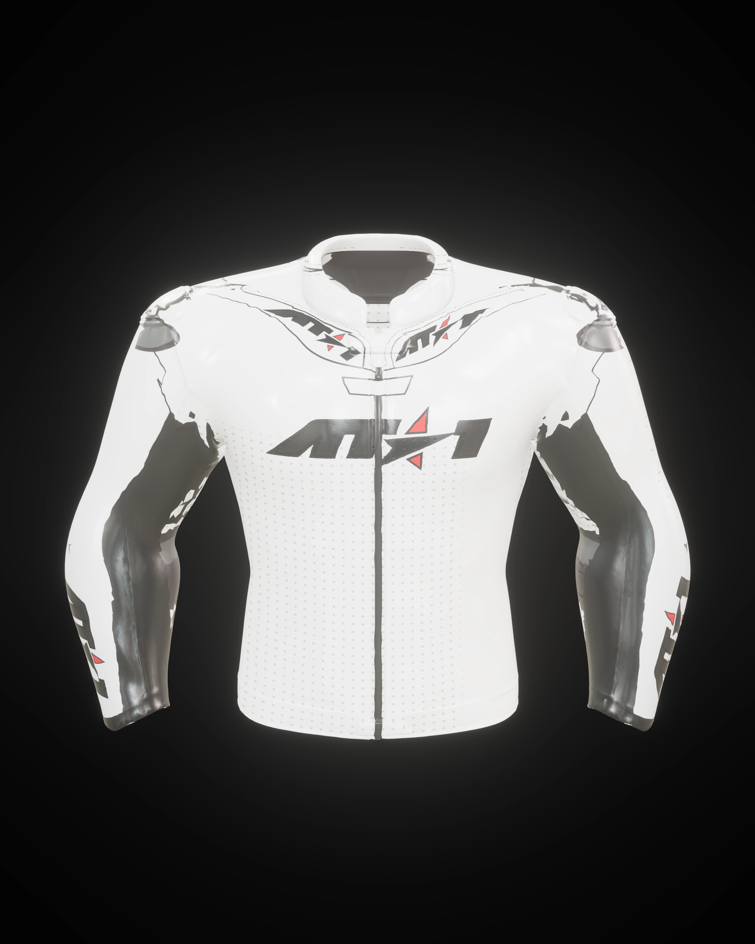 Arctic White Jacket — Collar & zip detail