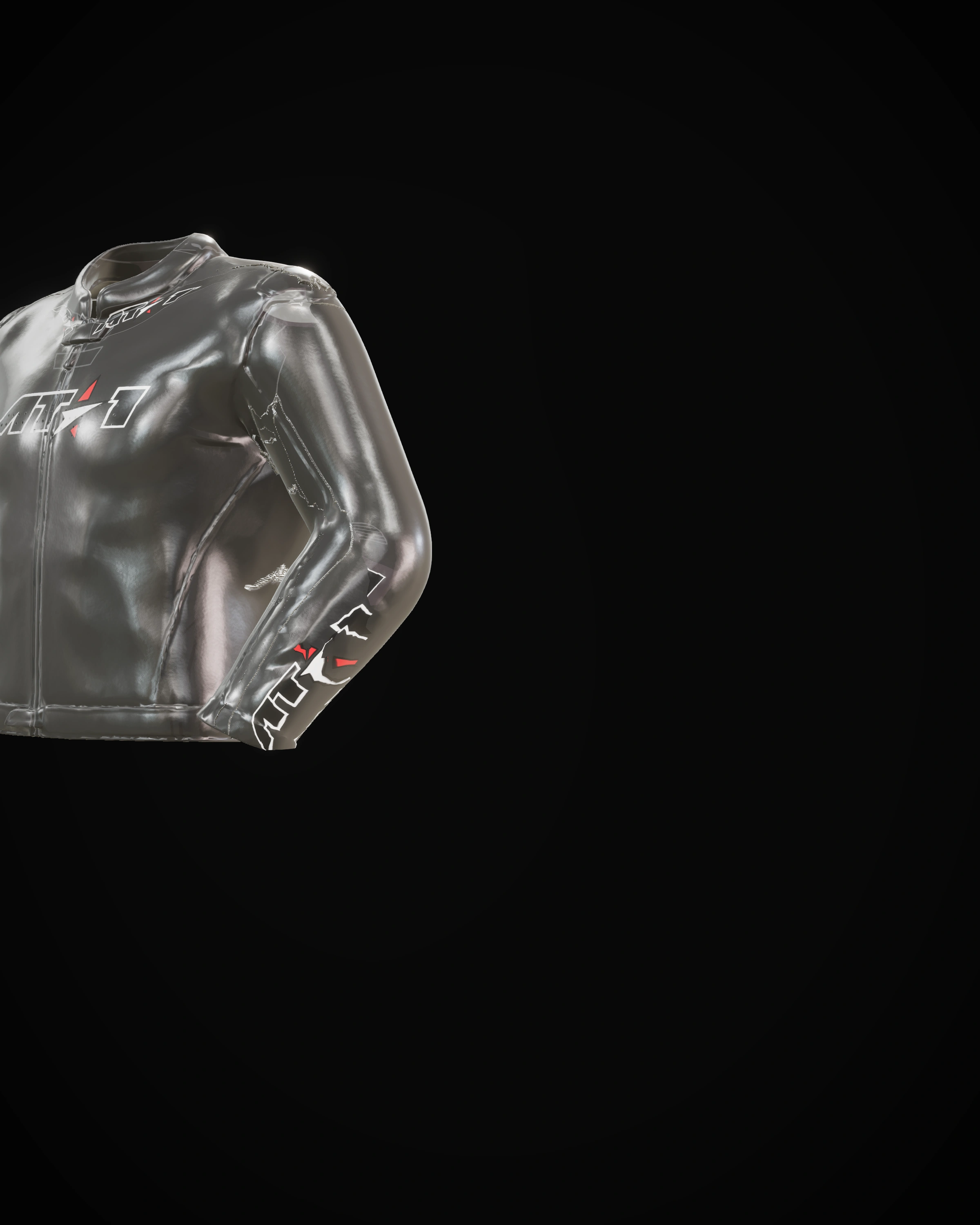 Phantom Black Jacket — Collar & zip detail
