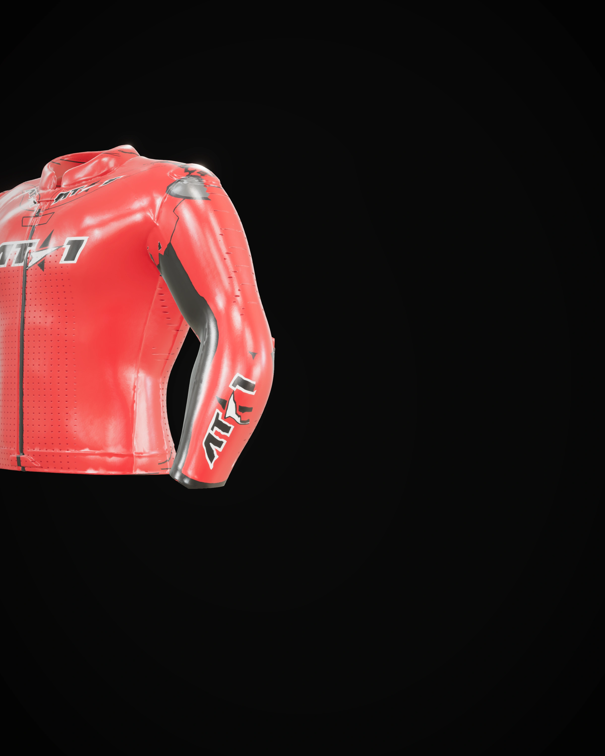 Trinidad Red Jacket — Collar & zip detail