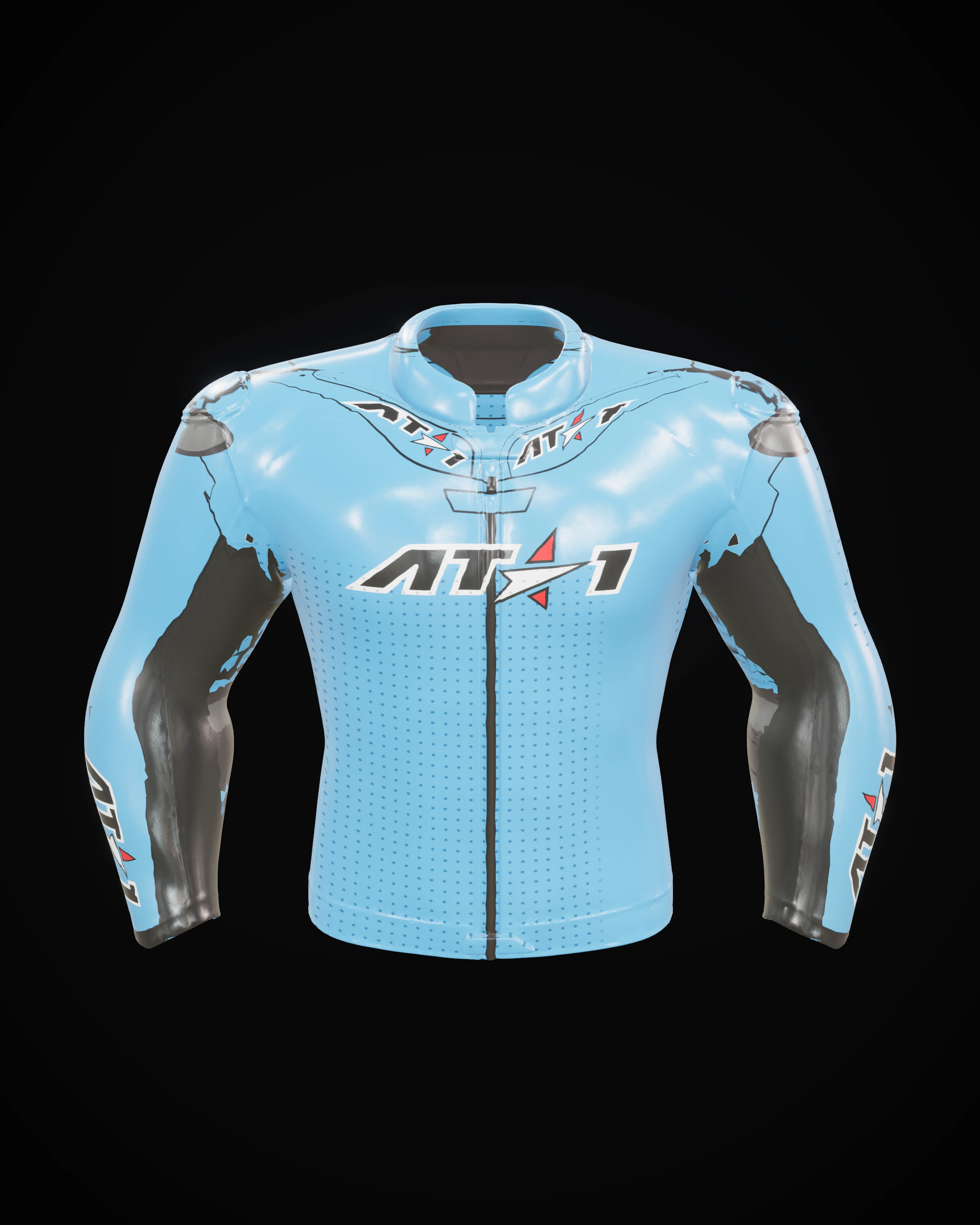 Velocity Blue Jacket — Collar & zip detail