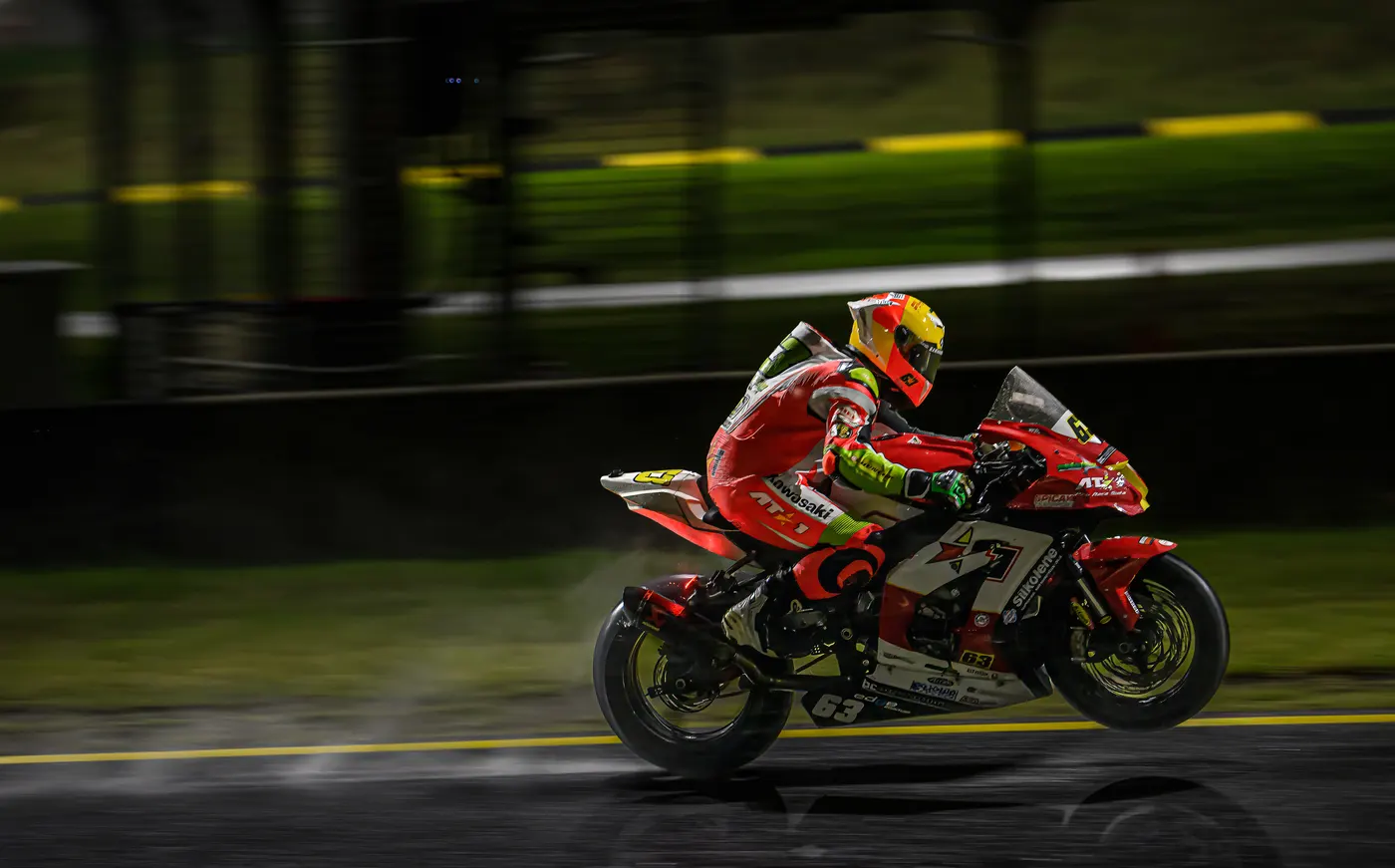 Rider preparing in custom AT1 leathers