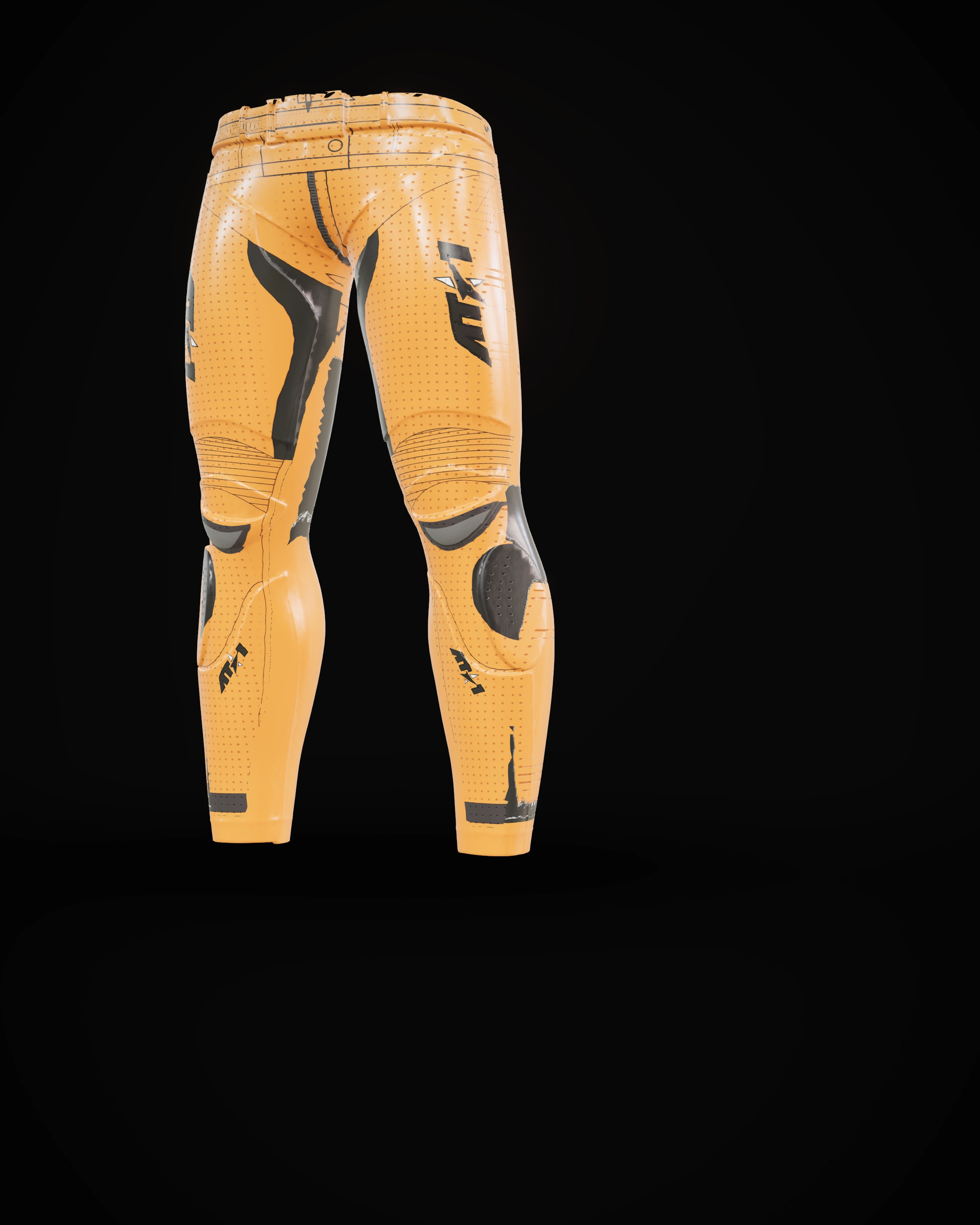 Inferno Orange Pants — Knee detail