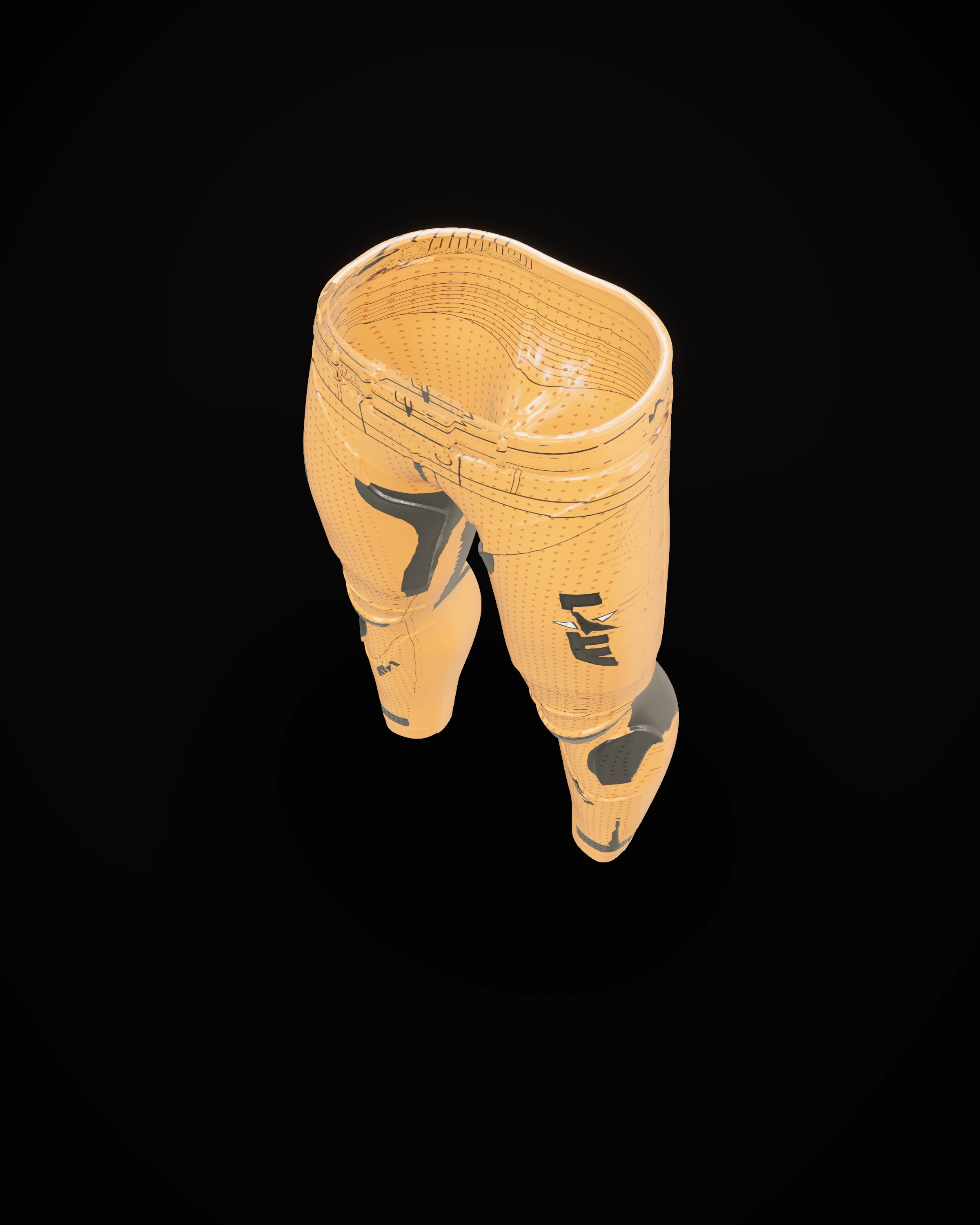 Inferno Orange Pants — Studio · high angle
