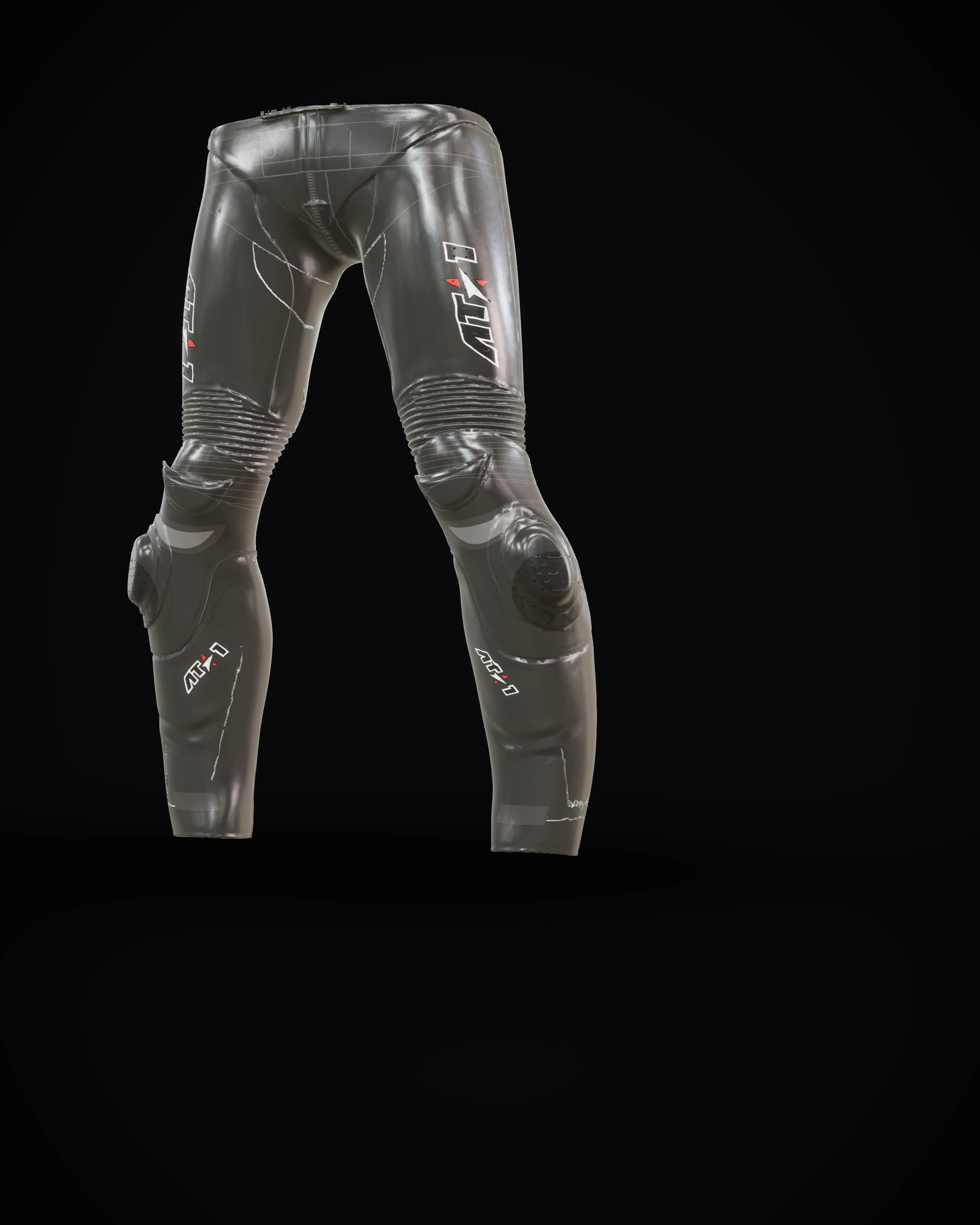 Phantom Black Pants — Knee detail