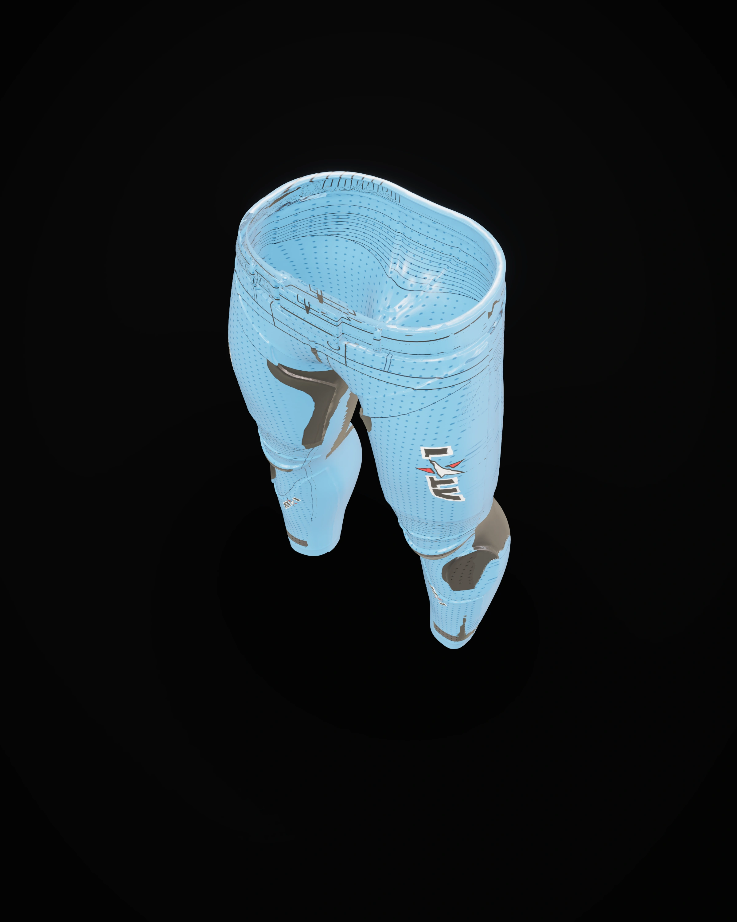 Velocity Blue Pants — Studio · high angle
