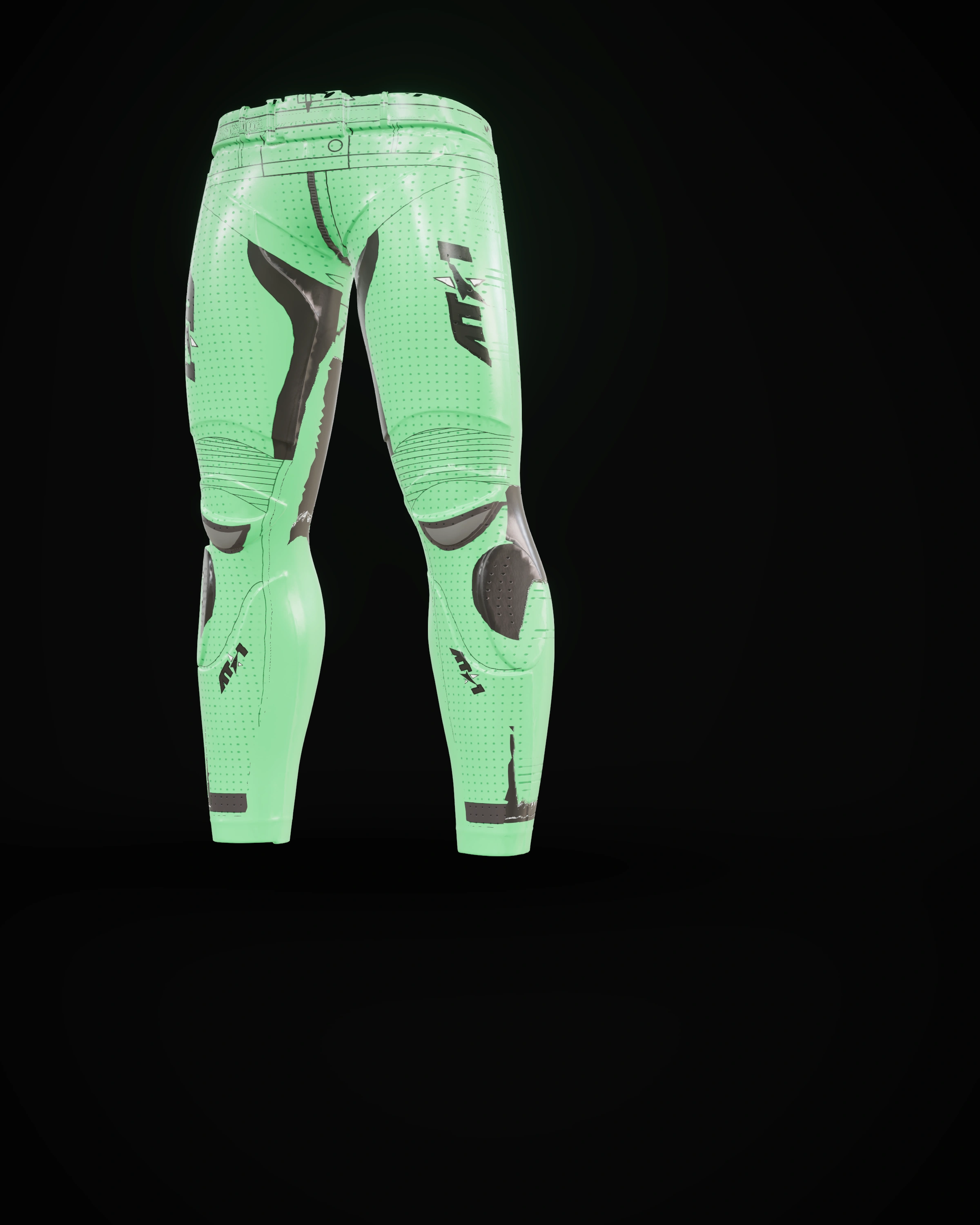 Venom Green Pants — Knee detail