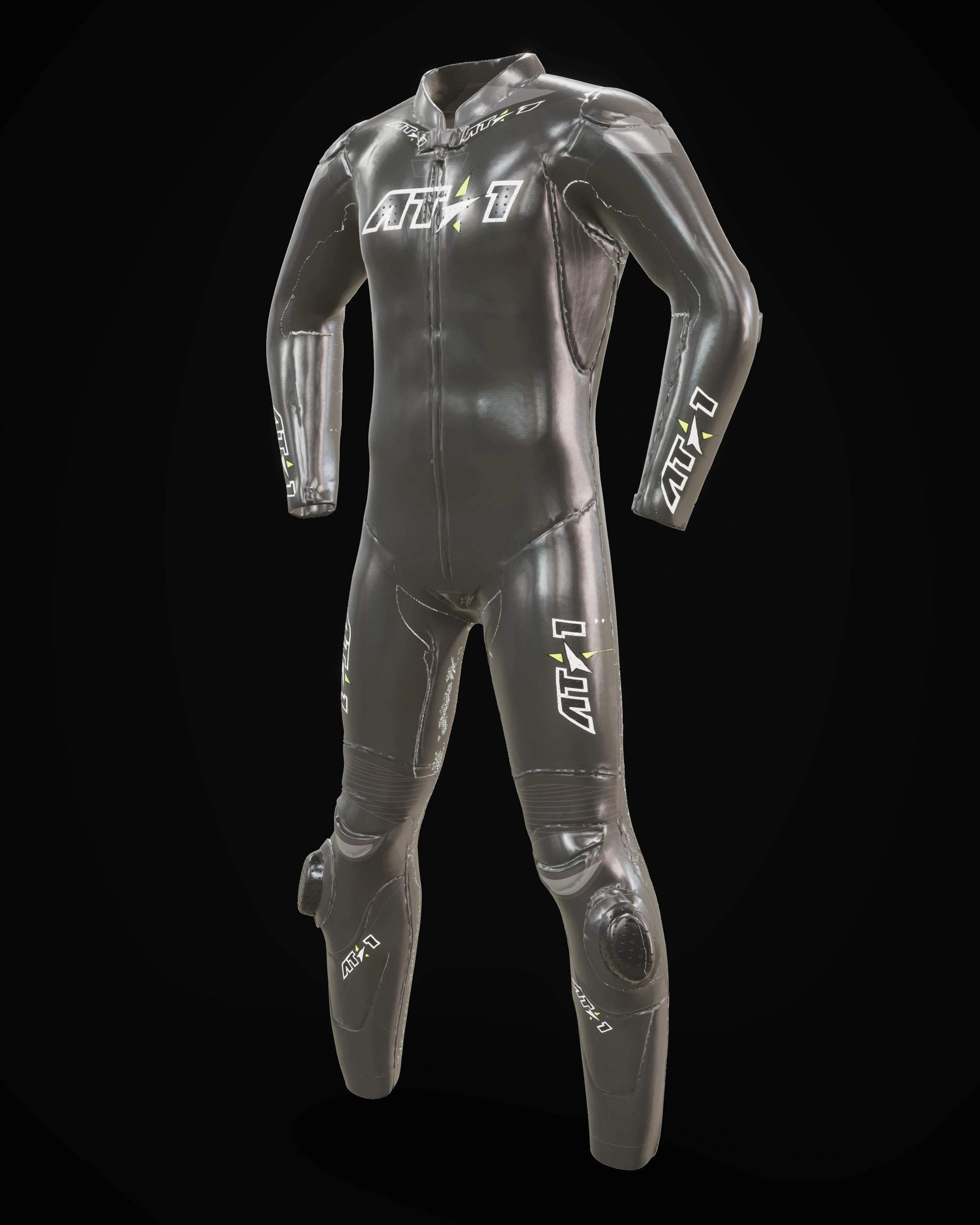 Black Volt custom motorcycle race suit
