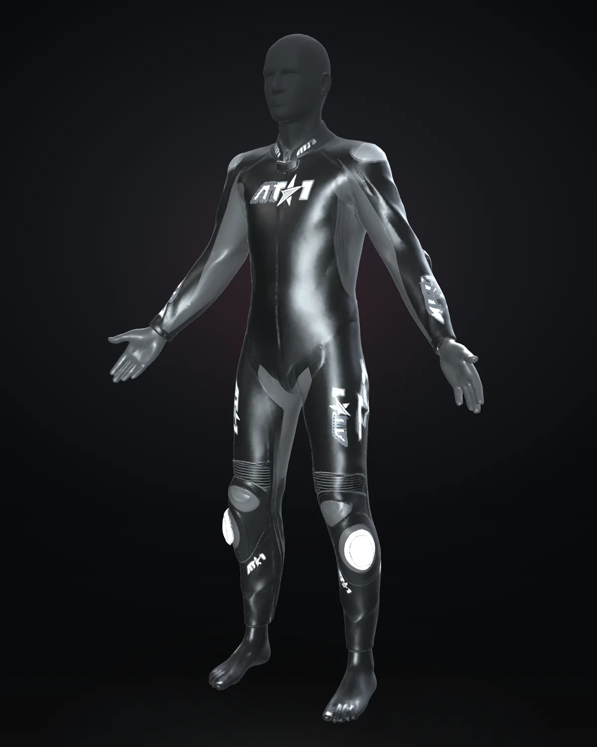 Carbon RS custom motorcycle race suit — Studio · front three-quarter