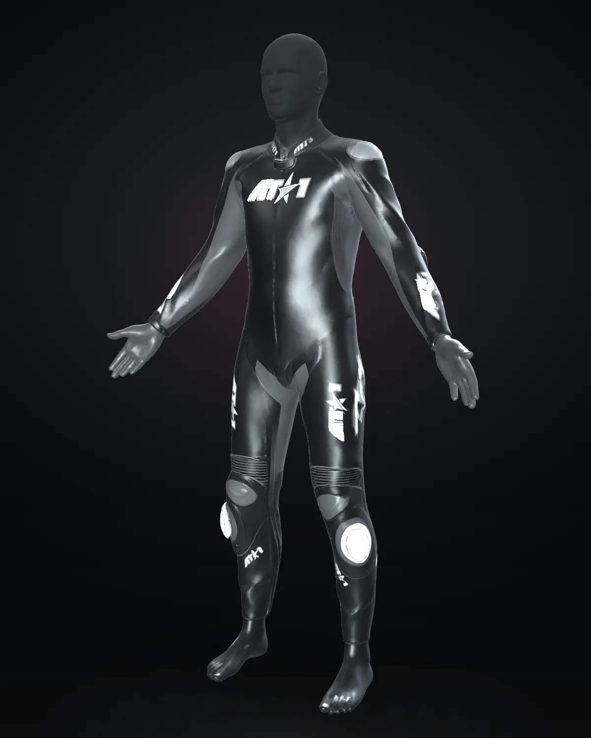 Silver Fern custom motorcycle race suit — Studio · front three-quarter