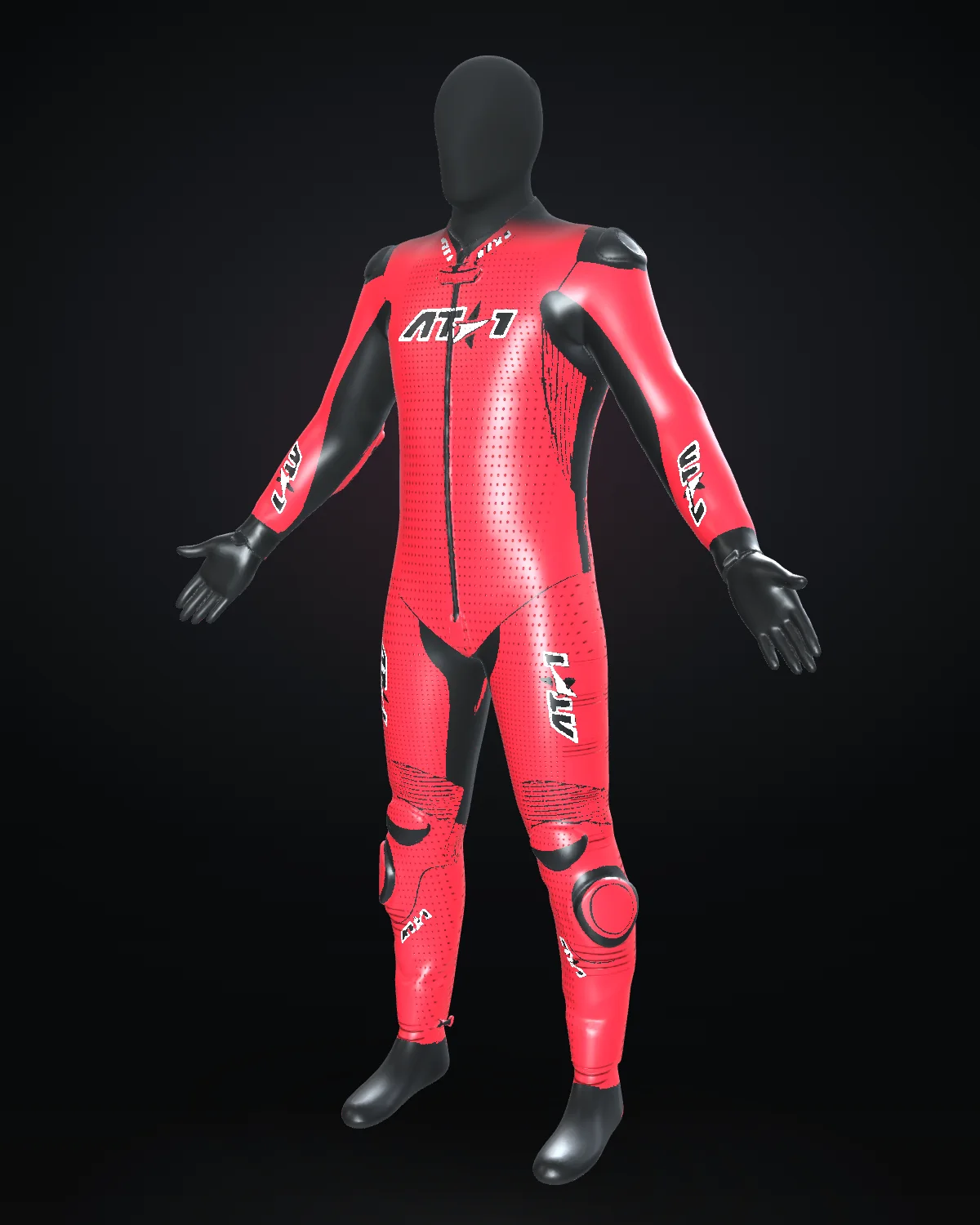 Österreich custom motorcycle race suit — Studio · front three-quarter