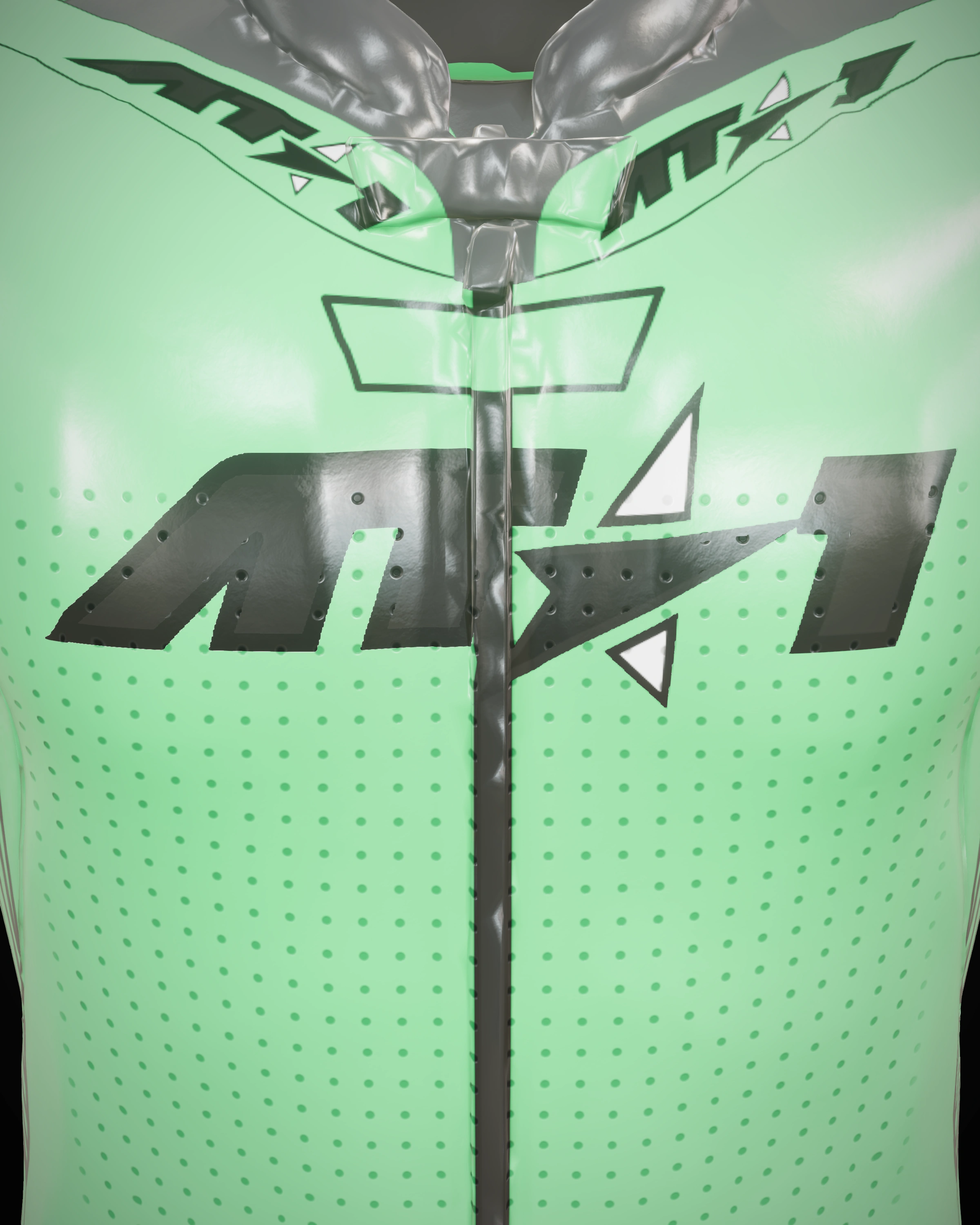 Venom Green — Collar & zip detail